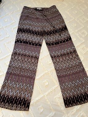 Jennifer Lopez Geometric Print Pants in Purple, Brown, and Turquoise